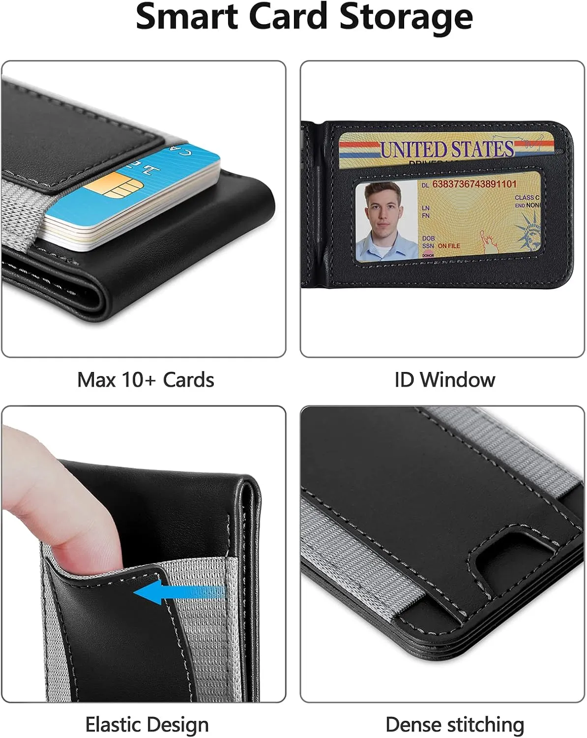 2-in-1 Magsafe Wallet, Up-grade with iPhone Wallet and Adjustable Stand, Open ID Window, Magnetic Wallet for iPhone 16/15/14 Pro Max/14 Pro/14 Plus/13/12 Series, 9 Cards Holder, Vegan Leather, Black