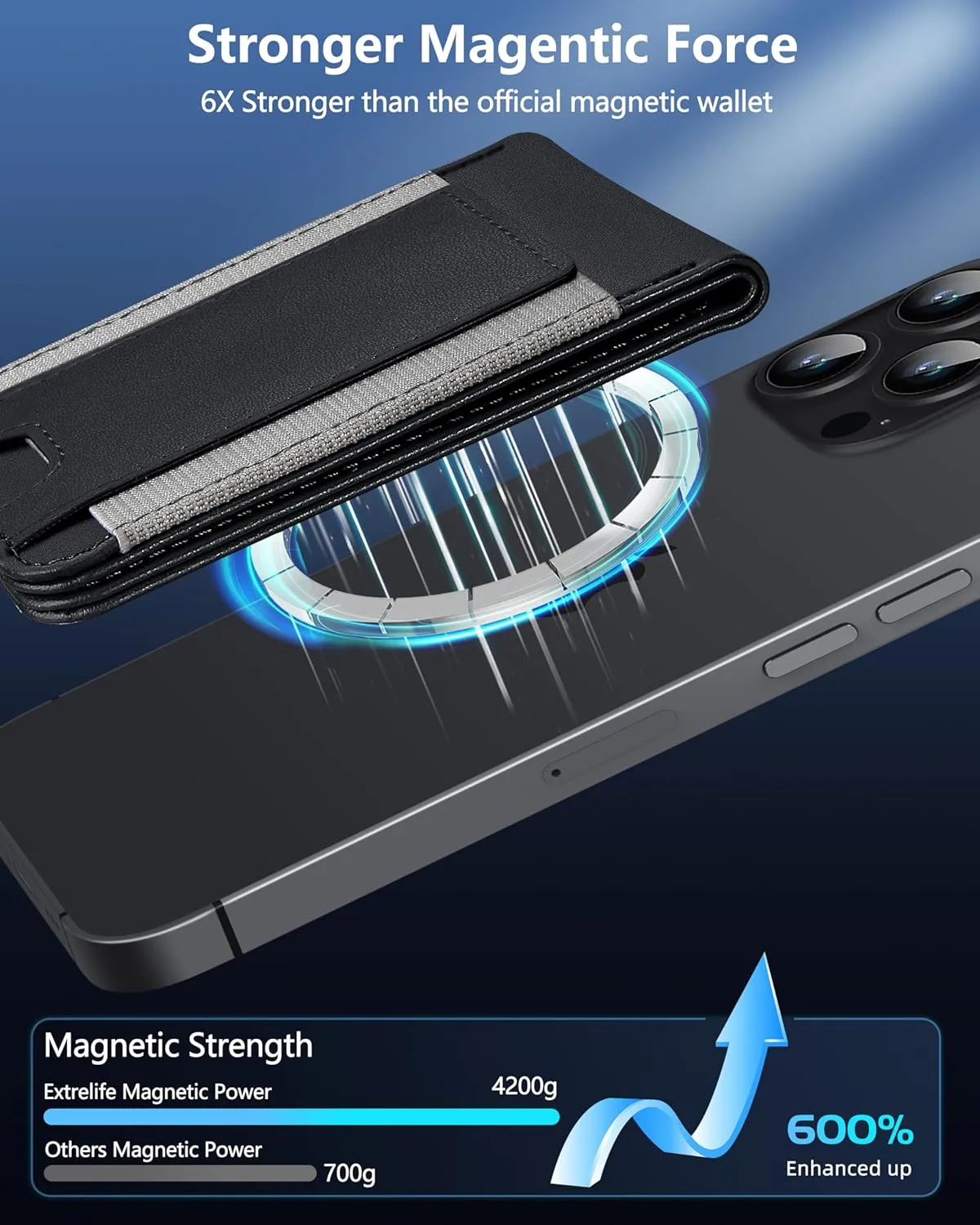 2-in-1 Magsafe Wallet, Up-grade with iPhone Wallet and Adjustable Stand, Open ID Window, Magnetic Wallet for iPhone 16/15/14 Pro Max/14 Pro/14 Plus/13/12 Series, 9 Cards Holder, Vegan Leather, Black