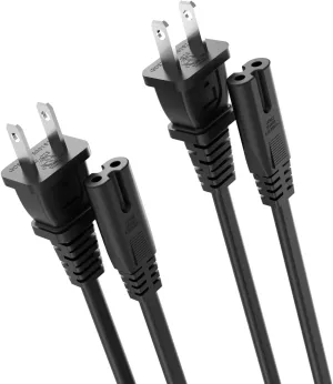 2 Pack 6 ft AC Power Cord Cable Fit for Sony PS5 PS4 PS3 PlayStation 5 4 3, Xbox Series X/S, Xbox One X/S, TV, Printer, Monitor, Speaker Universal 2 Prong Replacement - (ETL Listed Cable)
