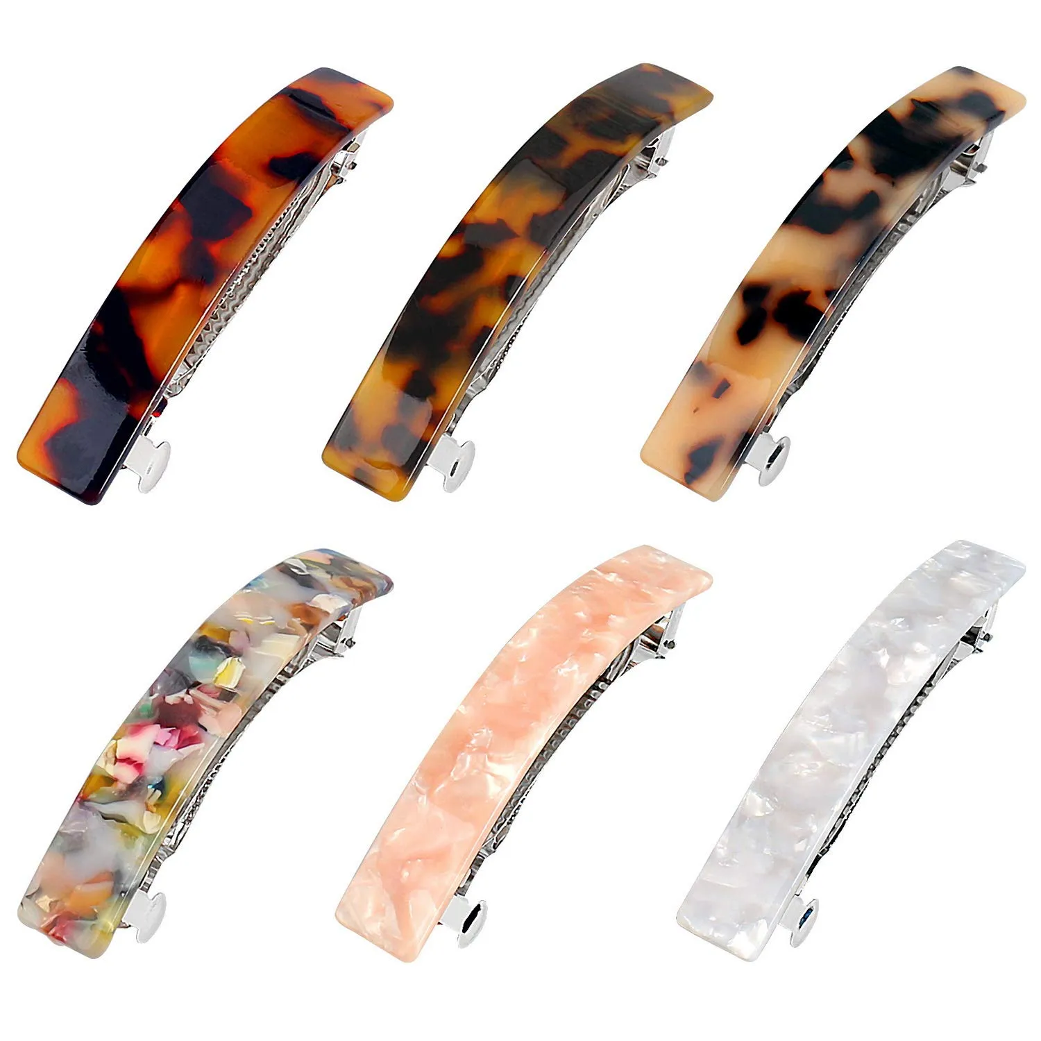 6 Pcs Tortoise Shell Hair Barrettes,Stocking Stuffers for Women Acetate French Design Hair Clips for Girls Mom (2)