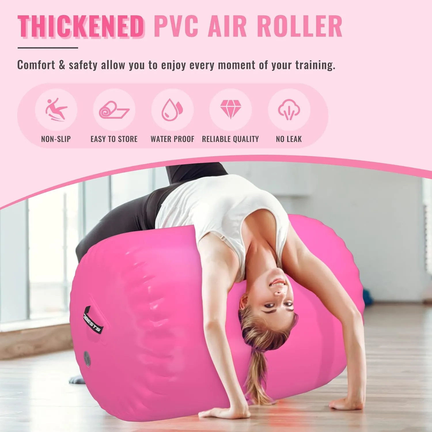 Air Roller Gymnastics Barrel Back Handspring Trainer Tumbling Barrel Yoga Barrel Mat with Electric Air Pump