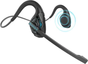 BANIGIPA Bluetooth Headset with Boom Microphone, Open Ear Headphones w/Noise Canceling Mic, Wireless Headset for Phone Laptop PC Computer, Light and Comfortable for Office Meeting Home Working-10 Hrs