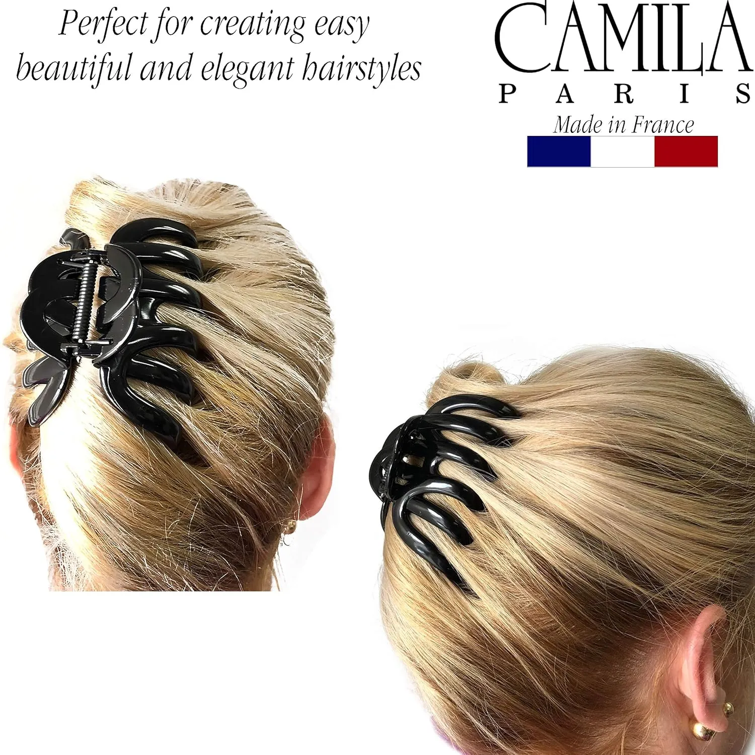 Camila Paris AD719 French Octopus Hair Clip, Large Hair Clips for Thick Hair, Girls Big Hair Claw Clip for Long Hair, Durable Jaw Hair Clips for Women for Thick Hair Strong No-Slip Grip Made in France