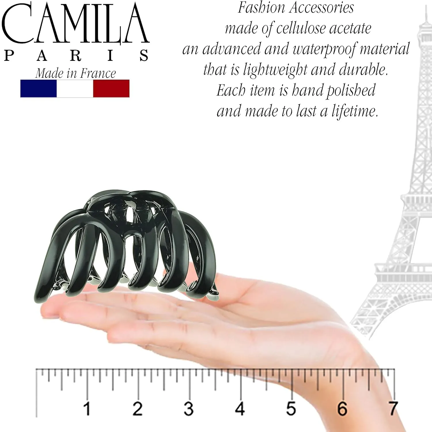 Camila Paris AD719 French Octopus Hair Clip, Large Hair Clips for Thick Hair, Girls Big Hair Claw Clip for Long Hair, Durable Jaw Hair Clips for Women for Thick Hair Strong No-Slip Grip Made in France