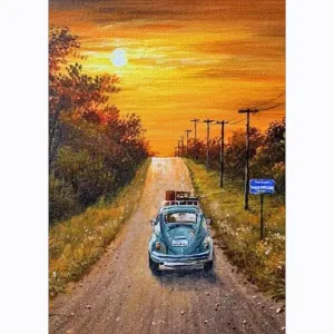 Driving Car - 5D DIY Round Drill Diamond Painting (Canvas 30x40cm/11.81x15.71in )