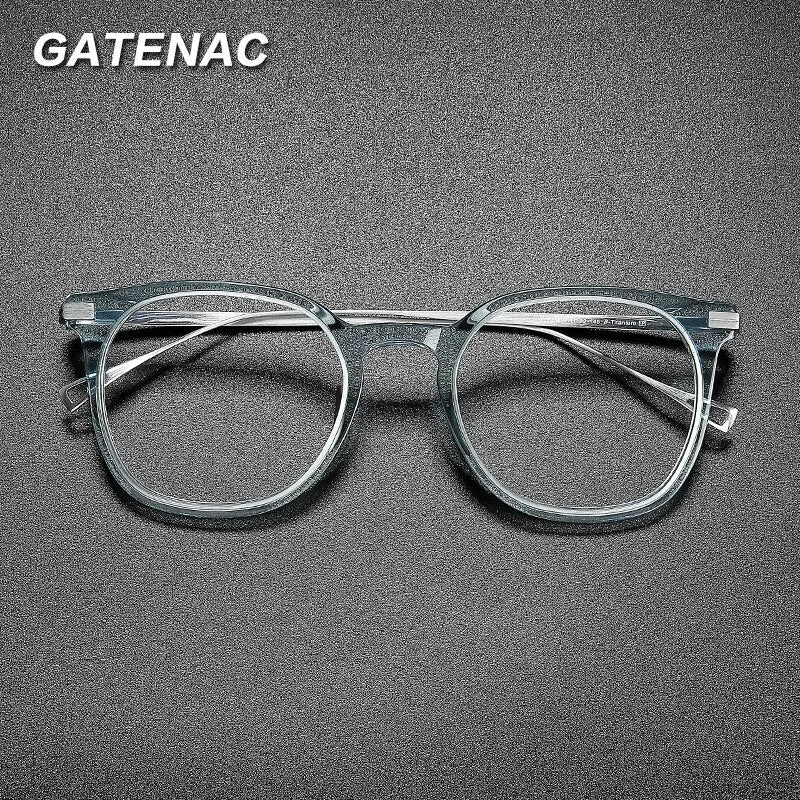 Gatenac Unisex Full Rim Round Titanium Acetate Frame Eyeglasses Gxyj689