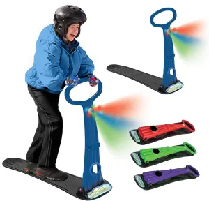 Geospace Winter Fun Ski Skate, Foldable Snow Scooter, Ski Skooter, Snow Sled, and Kids Snowboard with LED Light  Multi-Purpose Portable Sandboard, Snow Skate, and Kids/Teenager Sled for All Ages