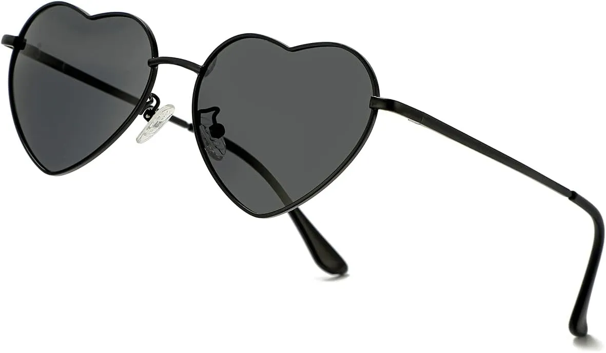 JOVAKIT Polarized Heart Sunglasses for Women Fashion Lovely Style Metal Frame UV400 Protection Lens