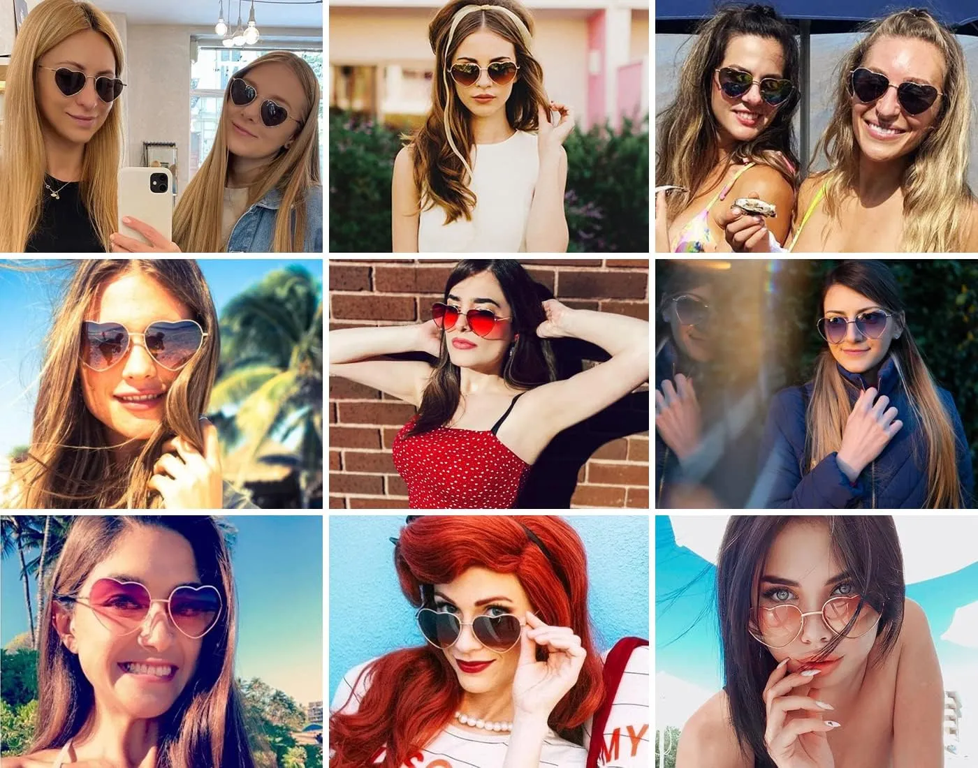 JOVAKIT Polarized Heart Sunglasses for Women Fashion Lovely Style Metal Frame UV400 Protection Lens