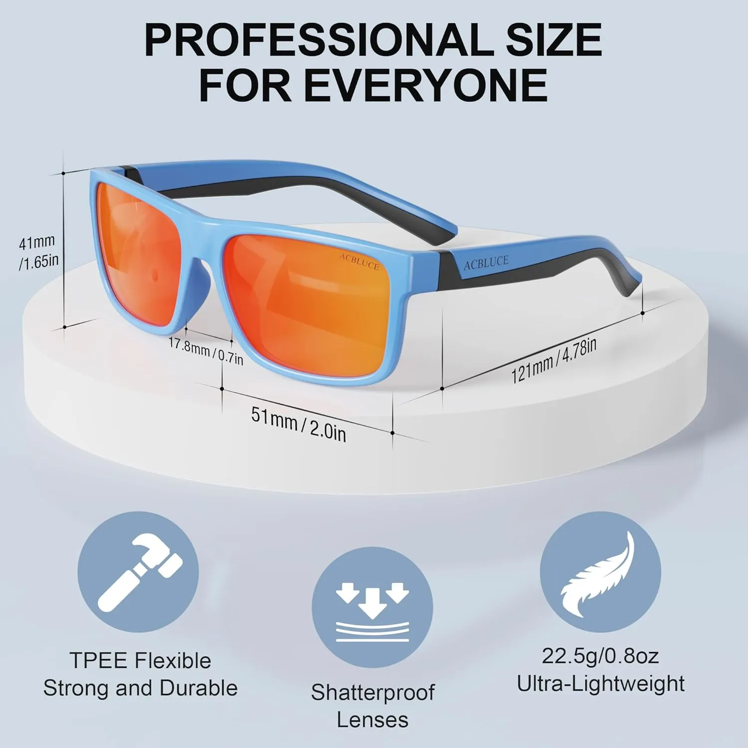 Kids Polarized Sunglasses Sport TPEE Unbreakable Frame with Adjustable Strap for Boys Girls Age 6-12