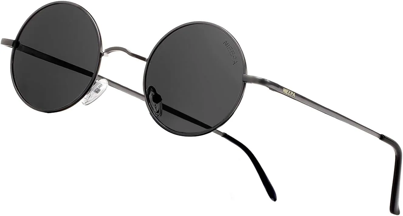 NIEEPA Vintage Small Round Polarized Hippie Sunglasses for Men Women Circle Sun Glasses NP1002