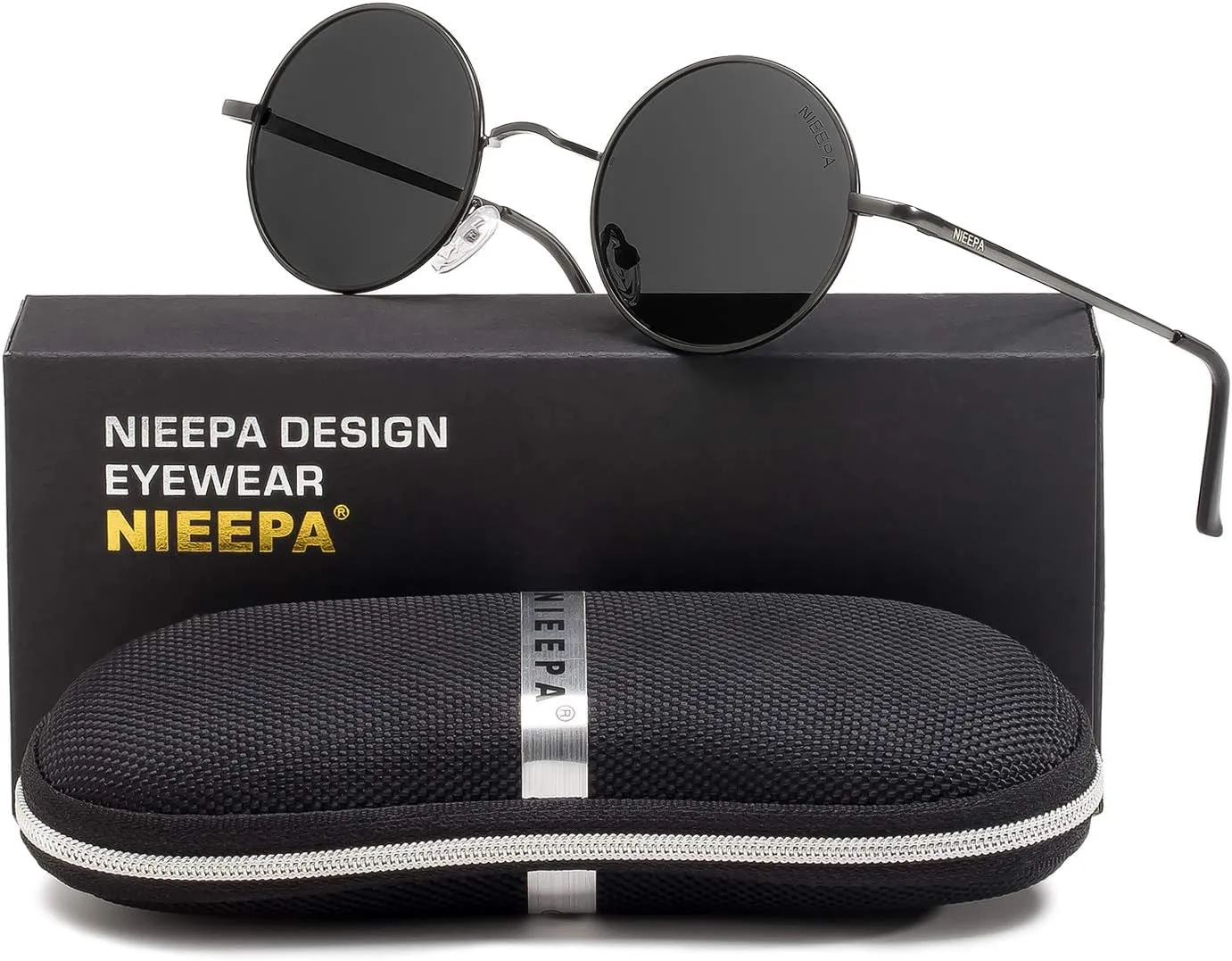 NIEEPA Vintage Small Round Polarized Hippie Sunglasses for Men Women Circle Sun Glasses NP1002