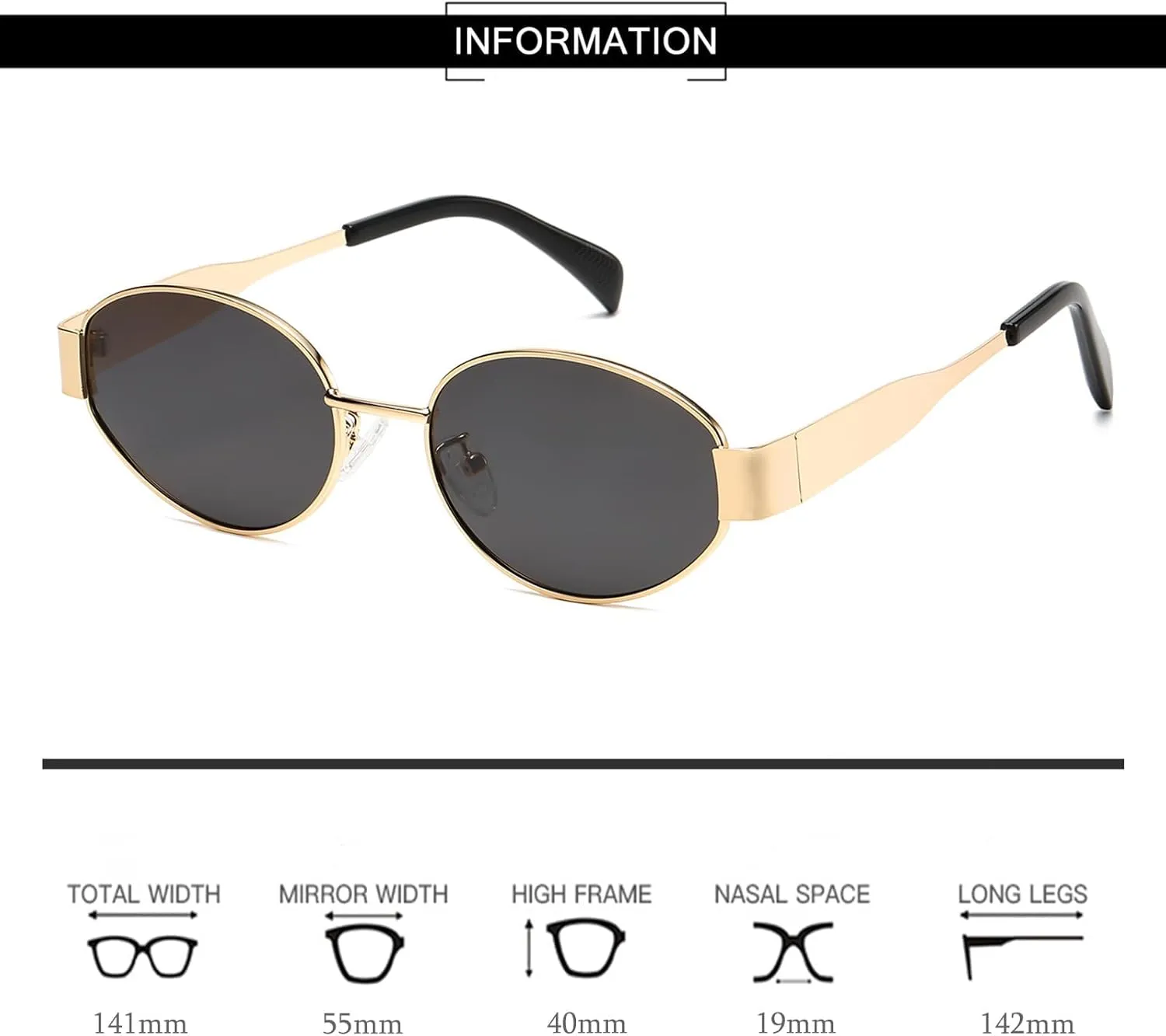 Retro Oval Sunglasses for Women Men - Trendy Polarized Sun Glasses Classic Metal Frame Shades