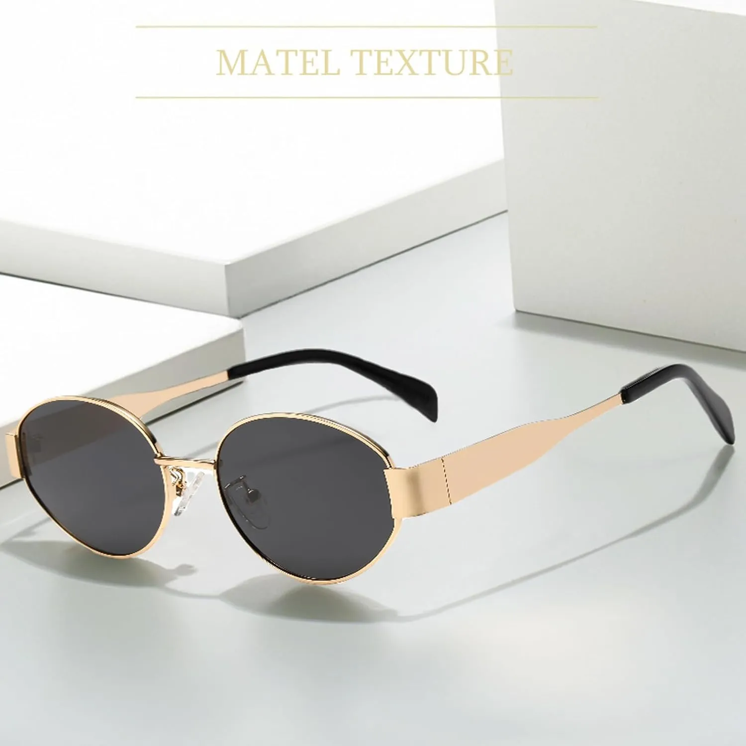 Retro Oval Sunglasses for Women Men - Trendy Polarized Sun Glasses Classic Metal Frame Shades