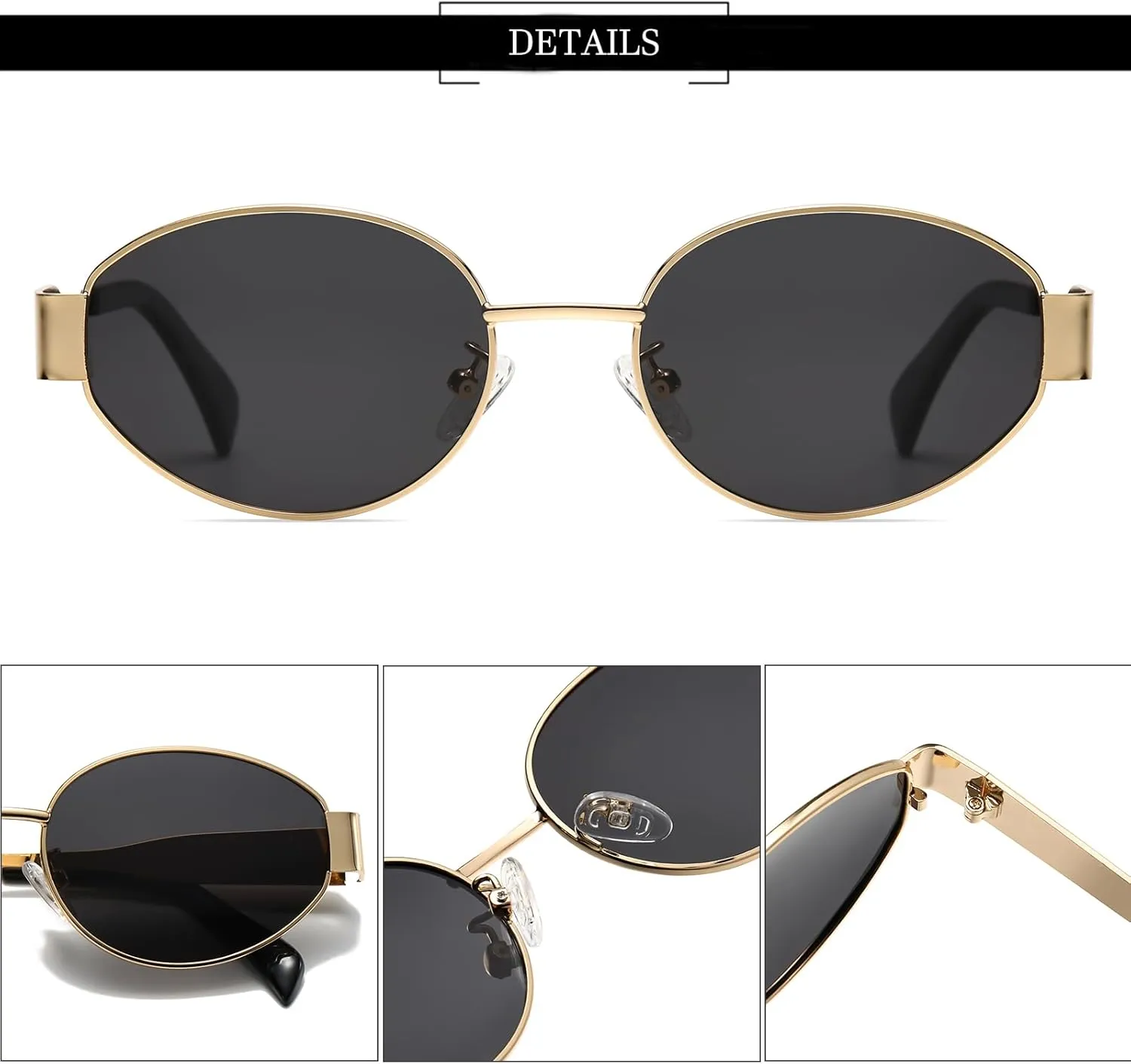 Retro Oval Sunglasses for Women Men - Trendy Polarized Sun Glasses Classic Metal Frame Shades