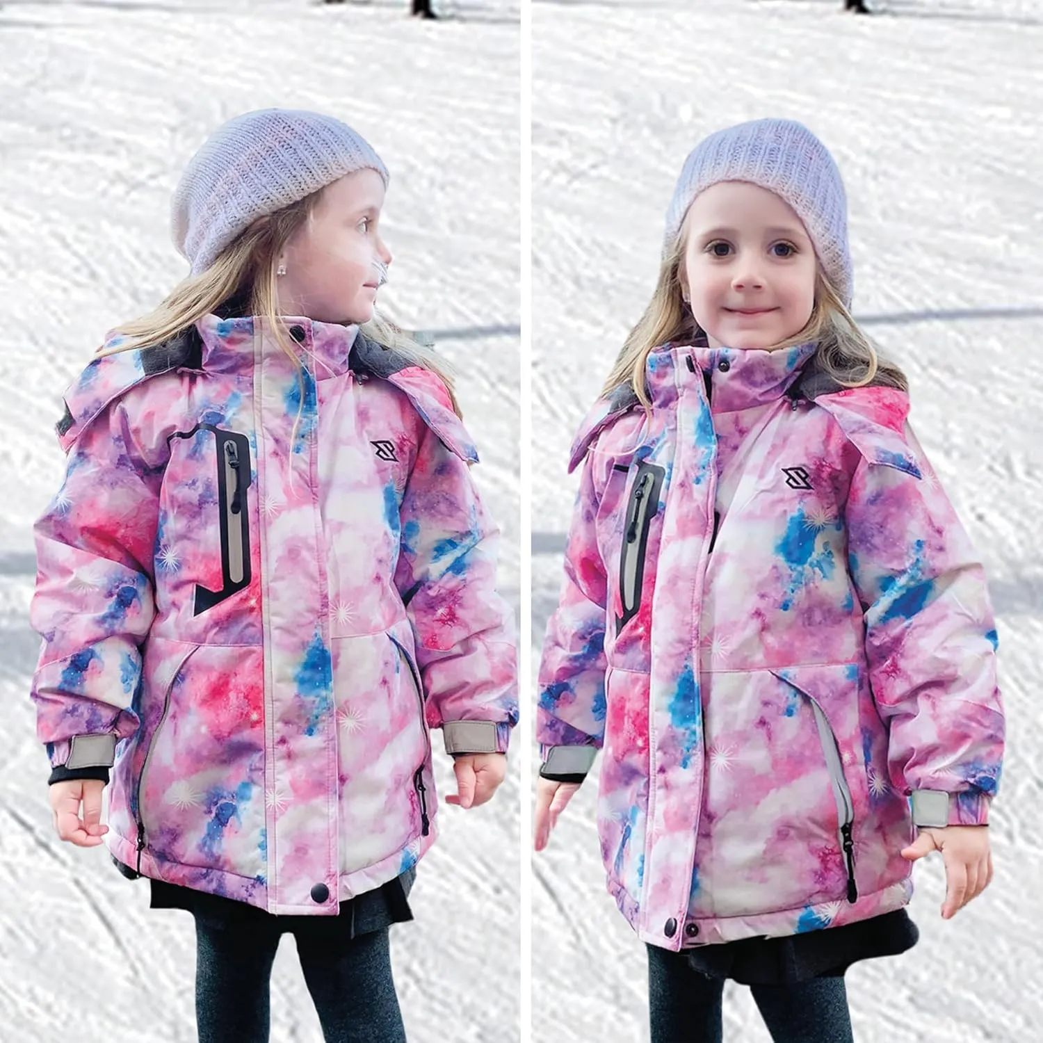 Simplee kids Girls Waterproof Ski Snow Jacket Fleece Raincoat Colorful Winter Coat Warm Hooded