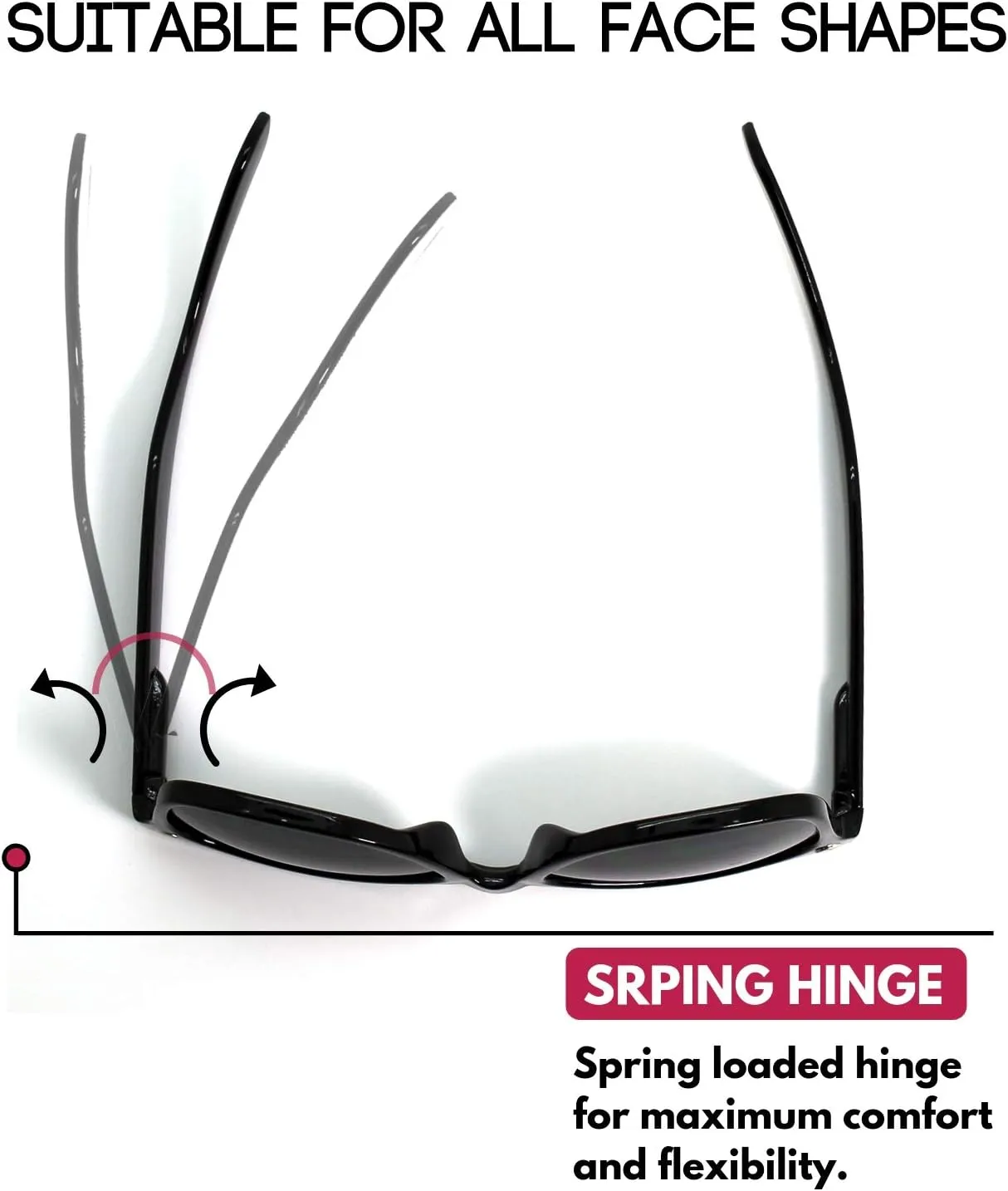Super XXLarge Size Retro Rectangular Frame TAC Polarized Lenses with Spring Hinge For Men & Women