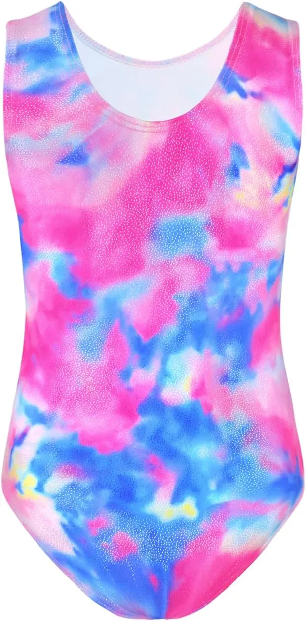 TENVDA Gymnastics Leotards for Girls Sparkly Colorful One-Piece Kids Tumbling Outfit Size 2-12 Years Old
