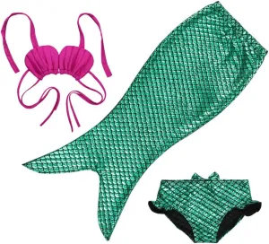 TFJH E 3PCS Kids Girls Swimsuit Bathing Suits Bikini Fish Tail Set 3-10Years