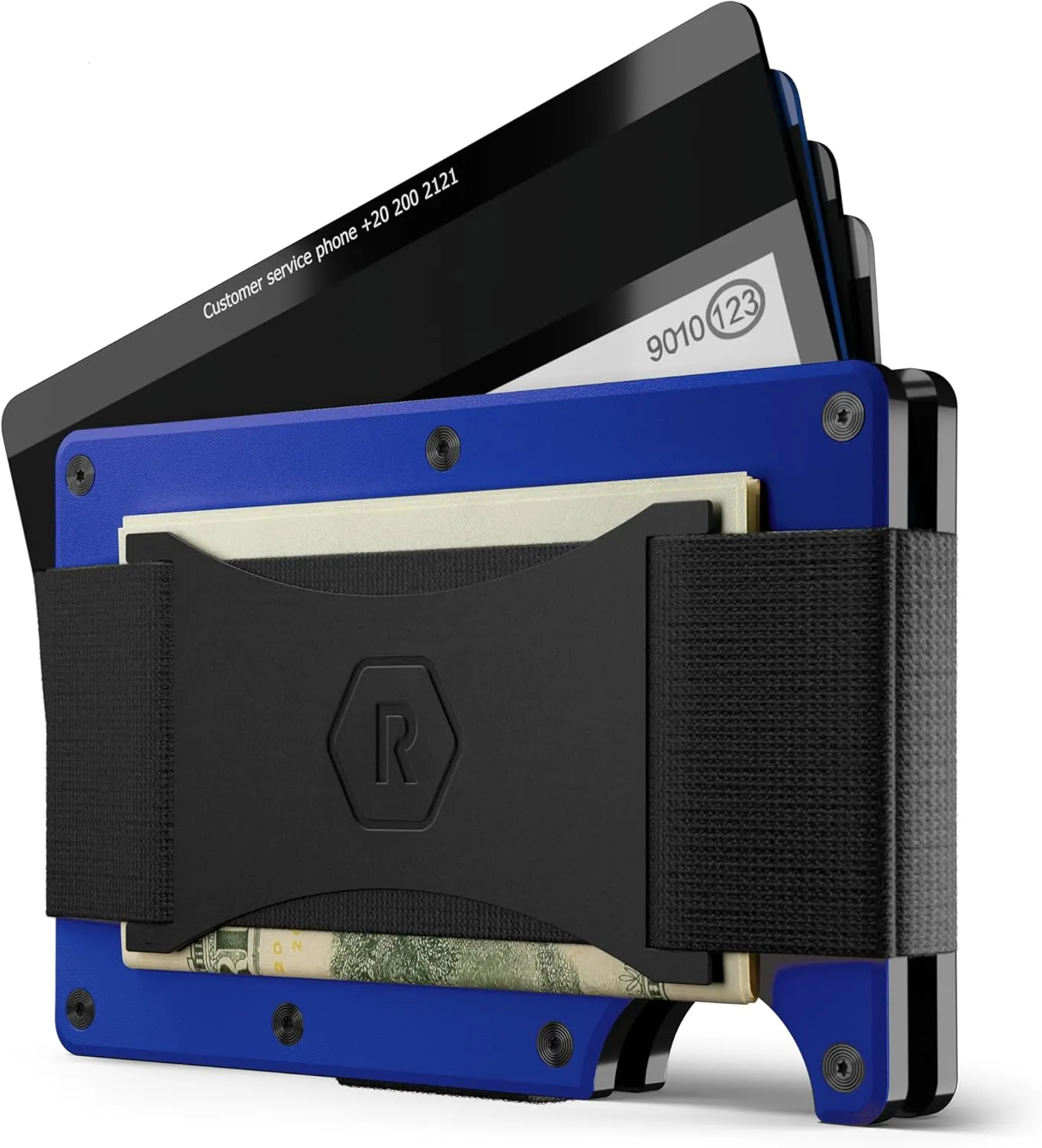 The Ridge NFL Edition, Mens Minimalist Aluminum Metal Wallet - Rfid Blocking, Elastic, Slim Front Pocket Credit Card Holder with Both Cash Strap and an additional Money Clip