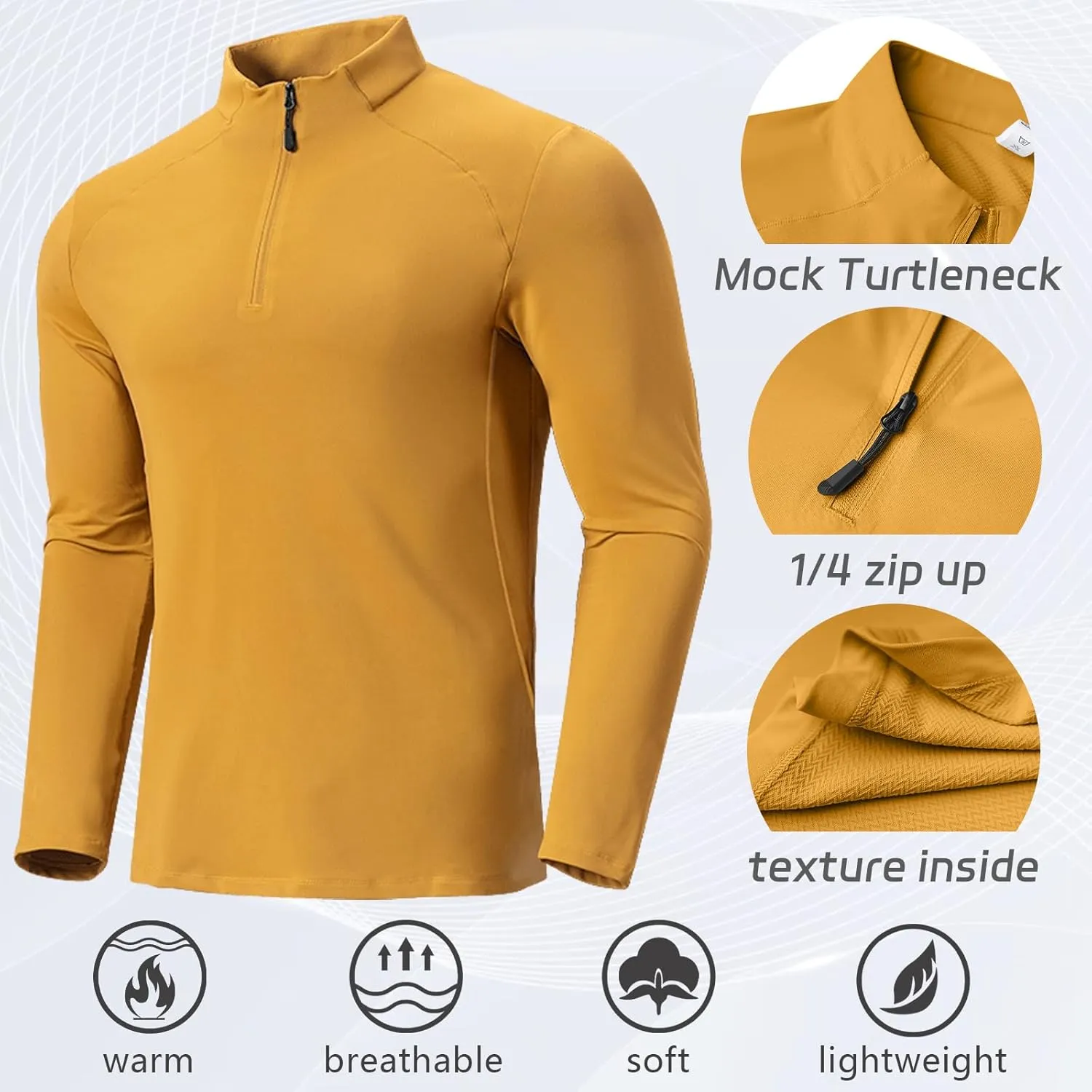 TIHEEN Mens Mock Turtleneck Long Sleeve Shirts Basic Thermal Turtle Neck Undershirt Lightweight Pullover Top