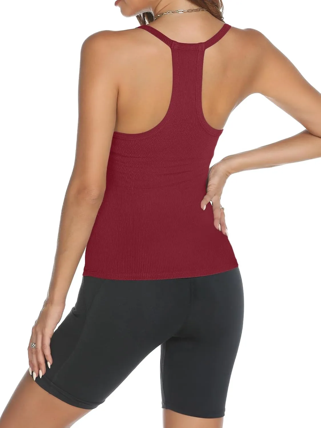 Trendy Queen Womens Workout Tank Tops Racerback Summer 2025 Camisole Top V Neck Ribbed Sleeveless Beach Fashion Clothes