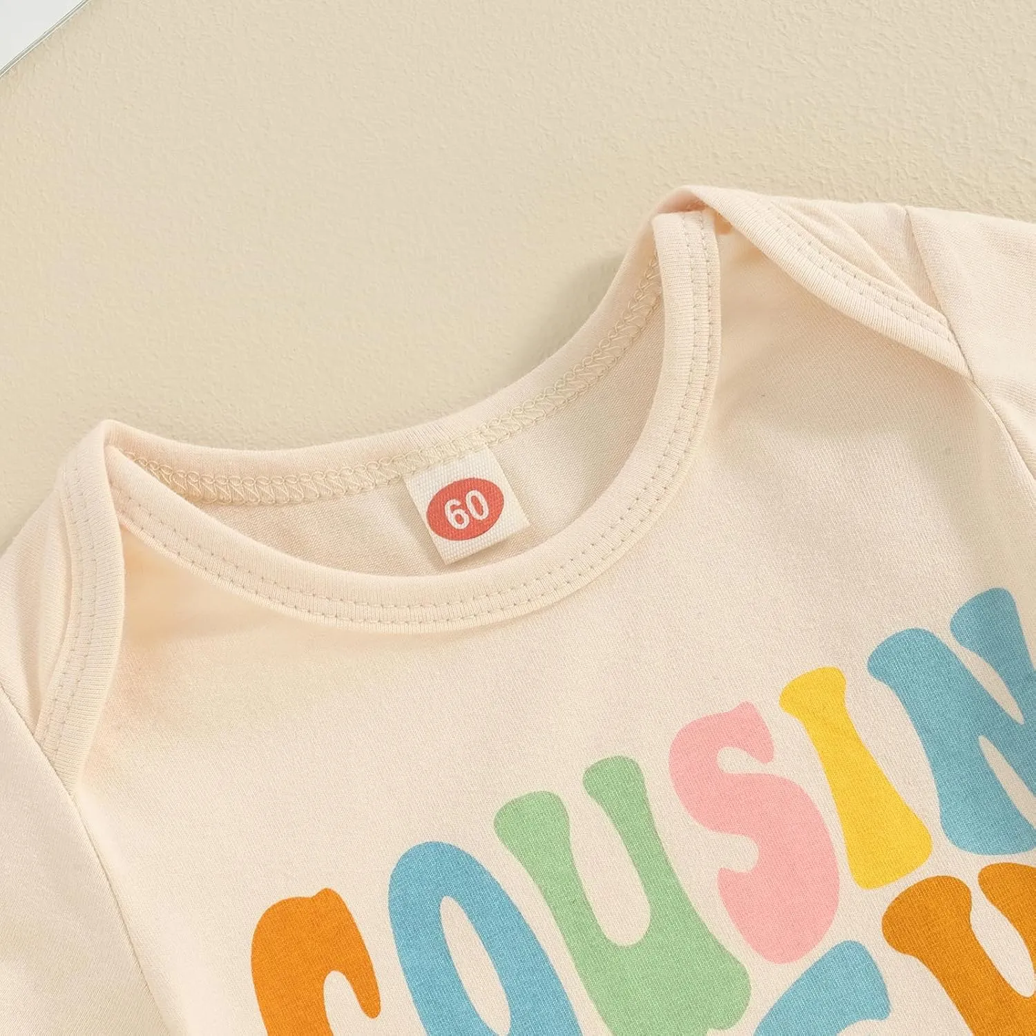 VISGOGO Newborn Baby Girl Boy Romper Lil Cousin Bodysuit Short Sleeve Embroidery Toddler Big Cousin Shirt Tops Summer Clothes