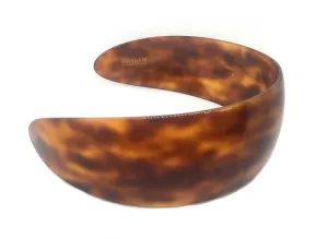 Wardani, extra wide 2" French tortoiseshell headband small teeth on the side for better grip,(5 cm) handmade in FRANCE (Tortoise)