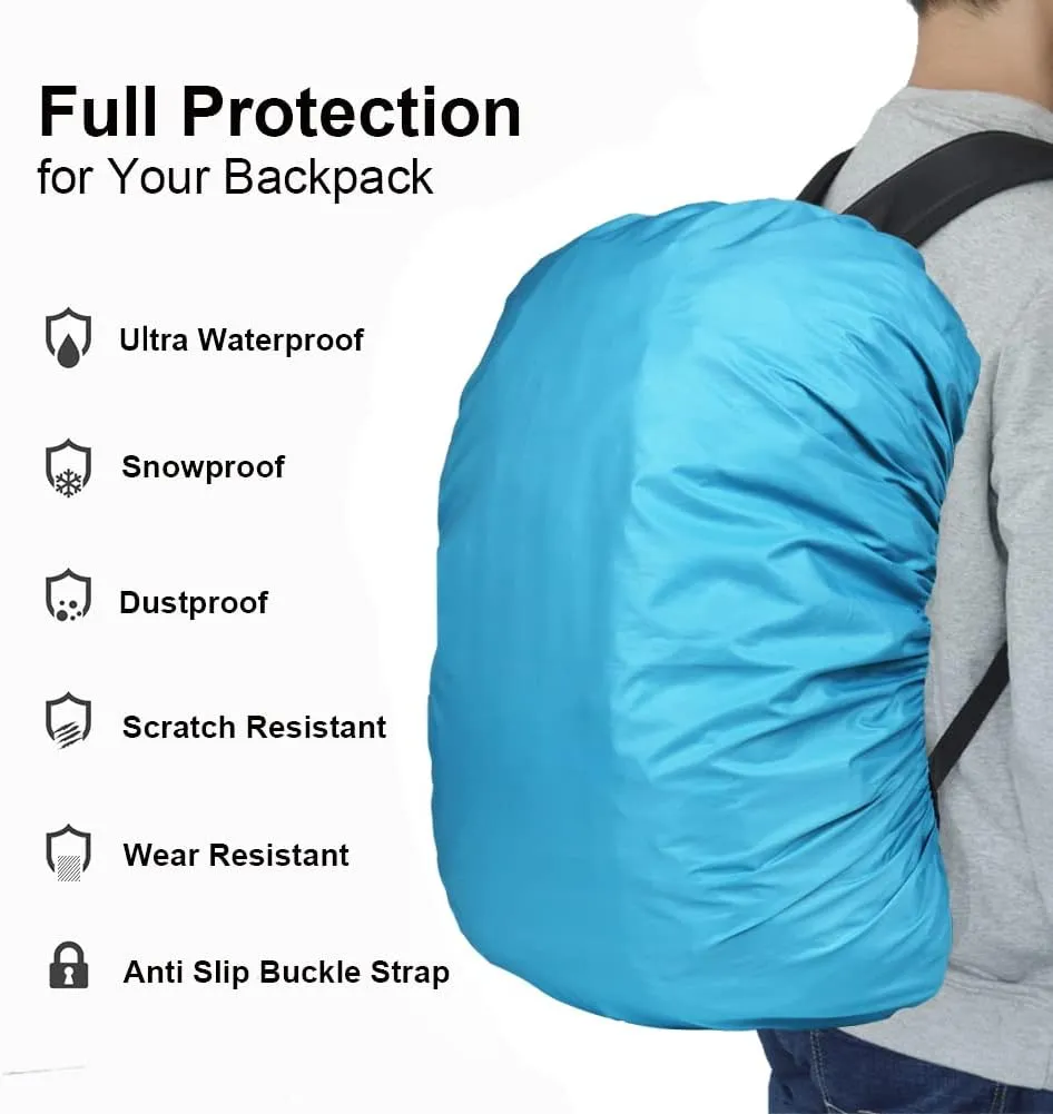 Waterproof Backpack Rain Cover with Anti Slip Buckle Strap for Camping, Hiking, Traveling, Hunting, Biking, 15-80L