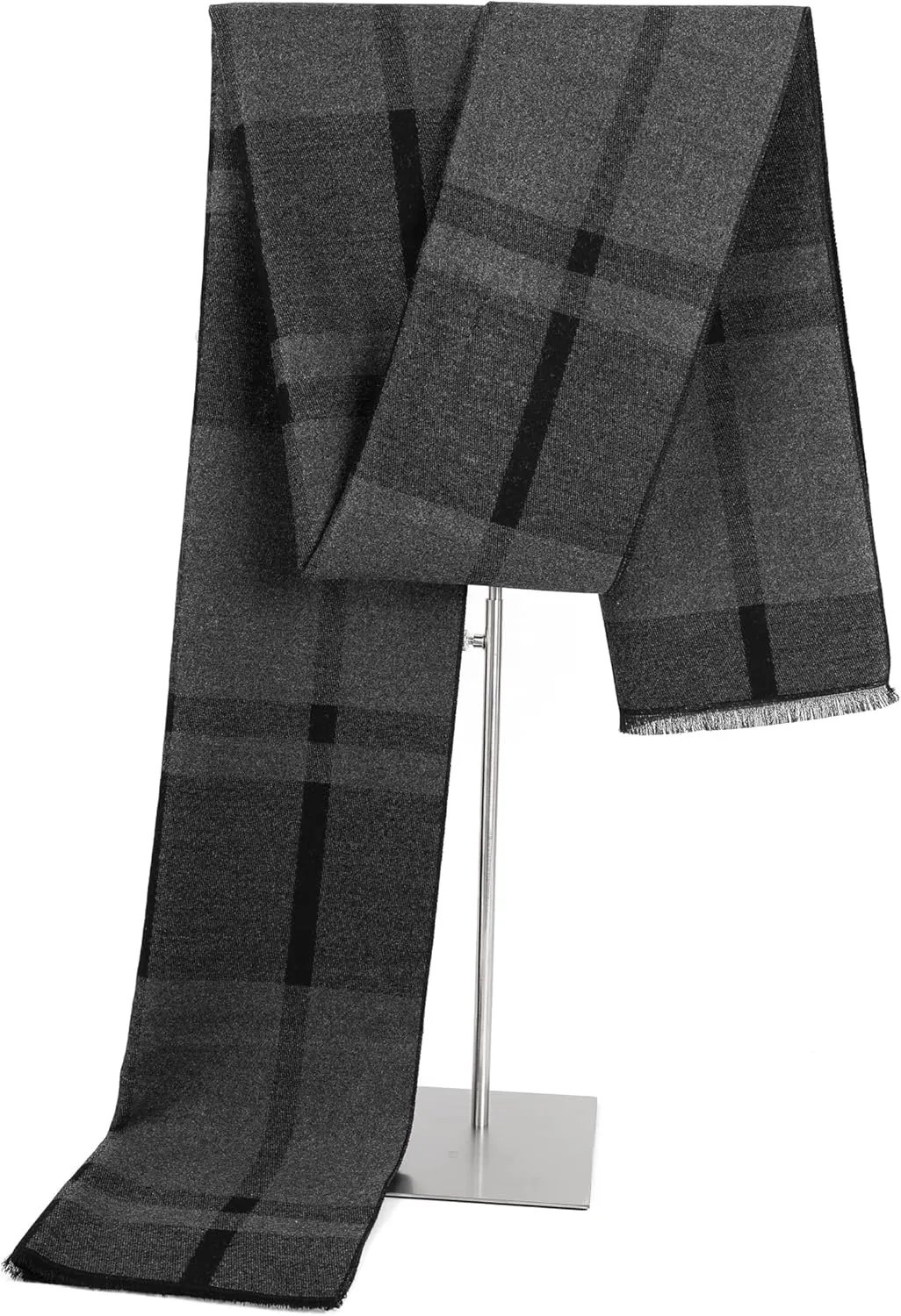 Winter Scarf For Men Ultra-Soft Plaid Tassel Men Scarf Warm Soft Cashmere Feel 73"12"