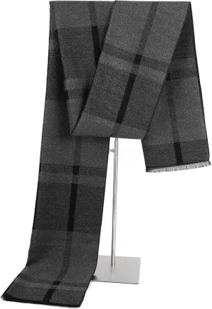 Winter Scarf For Men Ultra-Soft Plaid Tassel Men Scarf Warm Soft Cashmere Feel 73"12"