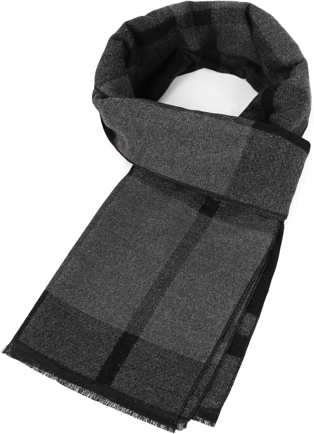 Winter Scarf For Men Ultra-Soft Plaid Tassel Men Scarf Warm Soft Cashmere Feel 73"12"