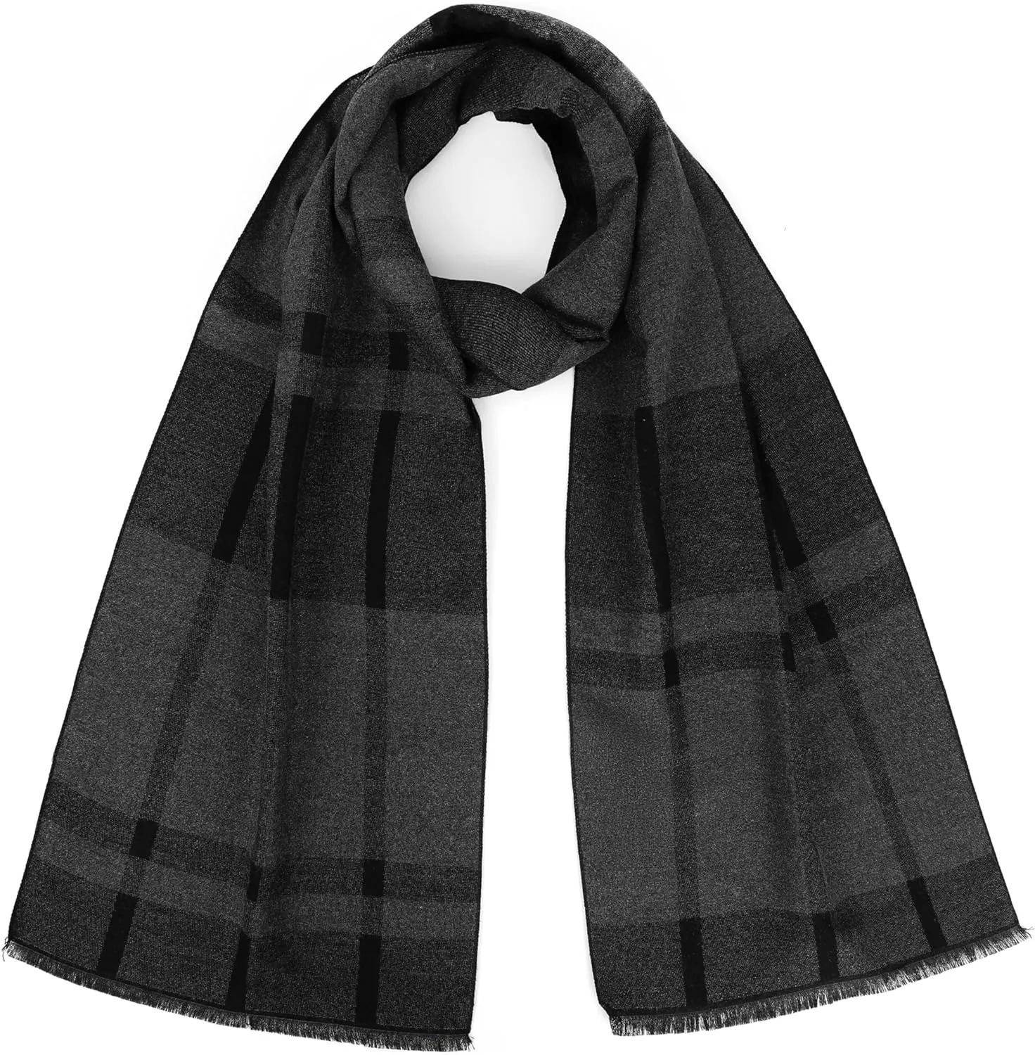 Winter Scarf For Men Ultra-Soft Plaid Tassel Men Scarf Warm Soft Cashmere Feel 73"12"