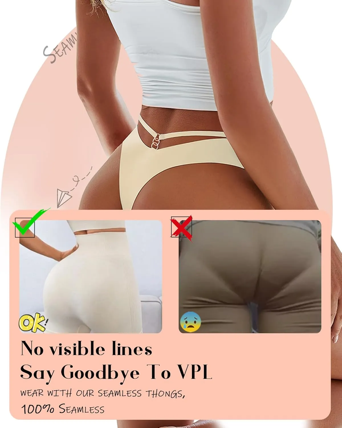 Women's Underwear Seamless Thongs 6 Pack No Show Thong Breathable Invisibles Hollow Out Sexy Panties Underwear